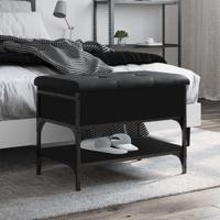 Schoenenbank 62x42x45 cm bewerkt hout zwart - thumbnail