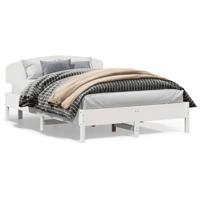 Bedframe zonder matras massief grenenhout wit 150x200 cm - thumbnail