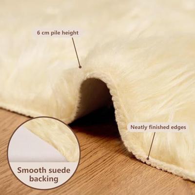 VidaXL Nep schapenvacht tapijt tafalla crème ø 120 cm polyester VidaXL Nep schapenvacht tapijt tafalla crème ø 120 cm polyester