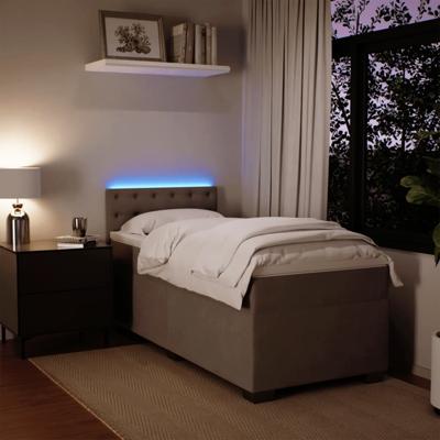 Boxspring met matras fluweel lichtgrijs 140x190 cm - thumbnail