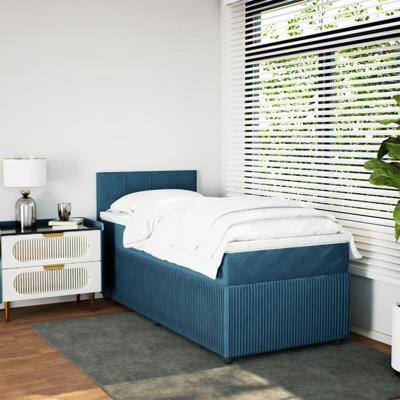 Boxspring met matras fluweel blauw 120x200 cm - thumbnail