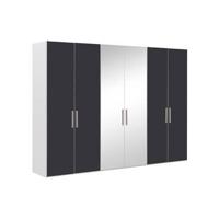 Goossens Kledingkast Easy Storage Ddk, Kledingkast 304 cm breed, 220 cm hoog, 4x draaideur en 2x spiegel draaideur midden - thumbnail