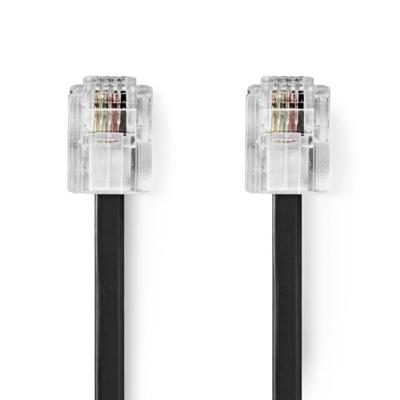 Nedis Telecomkabel | RJ11 Male | RJ11 Male | 5.00 m | Kabel design: Plat | Connectorplating: Goud Verguld | Kabeltype: RJ11 | Zwart | Label - Nedis Telecomkabel | RJ11 Male | RJ11 Male | 5.00 m | Kabel design: Plat | Connectorplating: Goud Verguld | Kabeltype: RJ11 | Zwart | Label -