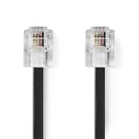 Nedis Telecomkabel | RJ11 Male | RJ11 Male | 5.00 m | Kabel design: Plat | Connectorplating: Goud Verguld | Kabeltype: RJ11 | Zwart | Label - - thumbnail