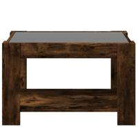 Salontafel met LED 73x53x45 cm bewerkt hout gerookt eikenkleur - thumbnail