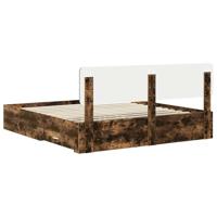 Bedframe met hoofdeinde Gerookt eiken 200 x 200 cm Bewerkt hout - thumbnail