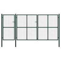 Tuinpoort staal 400x150 cm groen - thumbnail