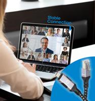 Manhattan USB-kabel USB 3.2 Gen1 (USB 3.0 / USB 3.1 Gen1) RJ45, USB-C stekker 200 cm Zwart/zilver Folie afscherming, Stoffen mantel 394826 - thumbnail