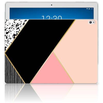 Lenovo Tab P10 Back Cover Zwart Roze Vormen Lenovo Tab P10 Back Cover Zwart Roze Vormen