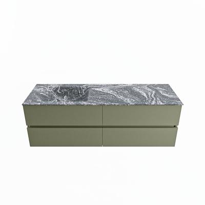 MONDIAZ VICA-DLUX 150cm badmeubel onderkast Army 4 lades. Inbouw wastafel CLOUD links zonder kraangat, kleur Lava.