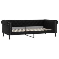 Slaapbank met onderschuifbed en lades 90x200 cm kunstleer zwart - thumbnail