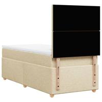 Boxspring met matras stof crèmekleurig 90x200 cm - thumbnail