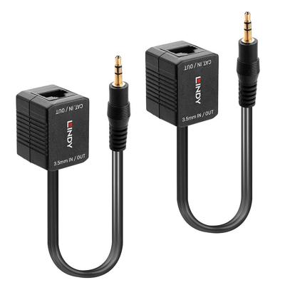 LINDY 70450 Audio-extender Audio, stereo (3.5 mm jackplug) Via netwerkkabel RJ45 100 m