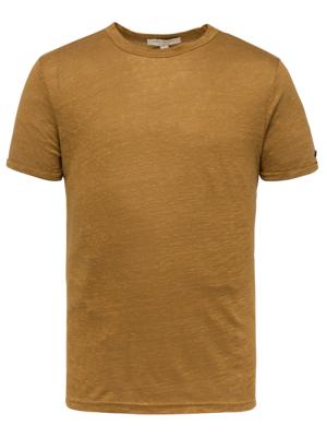 Short sleeve r-neck slim fit linen dull gold