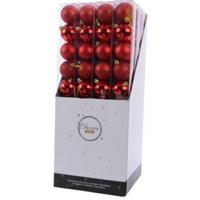 Kerstballen 6cm kunststof rood 10-dlg - thumbnail