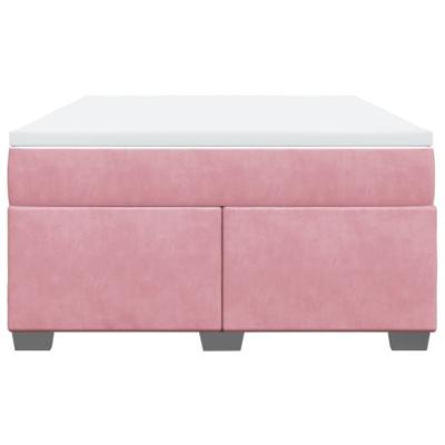 Boxspring met matras fluweel roze 160x200 cm