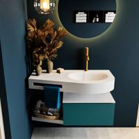 MONDIAZ RIVA 100cm badmeubel onderkast / planchet kleur Smag met 1 lade. Wastafel DULCET rechts 1 kraangat kleur Talc. - thumbnail