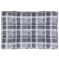 VidaXL Palletkussen 120x80x12 cm stof ruitpatroon grijs - thumbnail