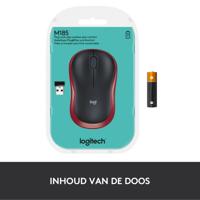 Logitech M185 Rood Draadloze Muis - thumbnail