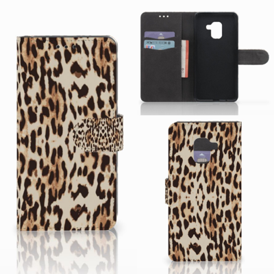 Samsung Galaxy A8 2018 Telefoonhoesje met Pasjes Leopard Samsung Galaxy A8 2018 Telefoonhoesje met Pasjes Leopard