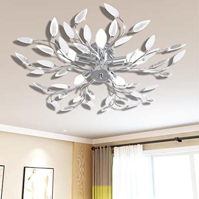 VidaXL Plafondlamp met kristallen bladeren van acryl 5xe14 wit