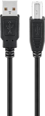 USB 2.0 kabel, (losse product), A' stekker > 'B' stekker USB AB 300 LC HiSpeed zwart 2.0 3m
