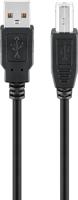 USB 2.0 kabel, (losse product), A' stekker > 'B' stekker USB AB 300 LC HiSpeed zwart 2.0 3m - thumbnail
