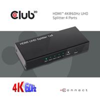 Club 3D hdmi 2.0 uhd splitter 4 ports hdmi splitter (zwart) - thumbnail
