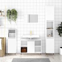 Badkamerkast 80x33x60 cm bewerkt hout hoogglans wit - thumbnail