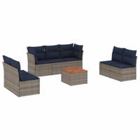 8-delige Loungeset met kussens poly rattan grijs - thumbnail