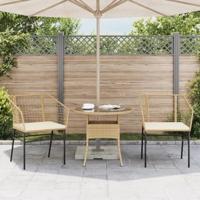 Tuinstoelen 2 st met kussens poly rattan bruin - thumbnail