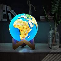 Wereldbol Lamp - Ø 15cm - Touch Control - Handgeschilderd - thumbnail