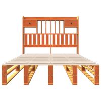 Bed met boekenkast zonder matras grenenhout wasbruin 135x190 cm - thumbnail