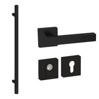 Hardbrass Voordeurset vierkant 3-delig met greep 1160mm SKG3 met kerntrekbeveiliging - zwart - thumbnail
