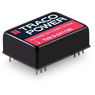 TracoPower TVN 5-2411WI DC/DC-converter, print 24 V/DC 5 V/DC 1 A 5 W Aantal uitgangen: 1 x Inhoud 10 stuk(s) TracoPower TVN 5-2411WI DC/DC-converter, print 24 V/DC 5 V/DC 1 A 5 W Aantal uitgangen: 1 x Inhoud 10 stuk(s)