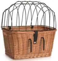 Rieten fietsmand met draadkap - thumbnail