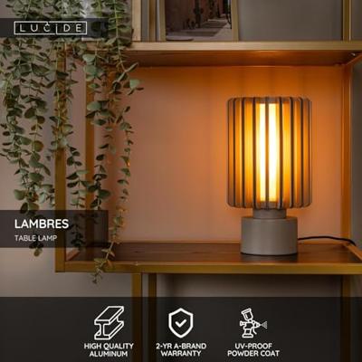 Lucide LAMBRES - Tafellamp - Ø 15 cm - 1xE27 - Taupe