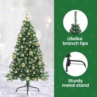VidaXL Kunstmatig voorverlicht kerstboom met 150 led groen 120 cm pvc - thumbnail