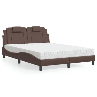 Bed met matras kunstleer bruin 120x200 cm