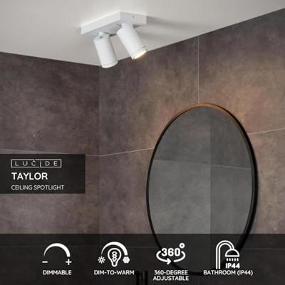 Lucide TAYLOR - Plafondspot Badkamer - LED Dim to warm - GU10 - 2x5W 2200K/3000K - IP44 - Wit Lucide TAYLOR - Plafondspot Badkamer - LED Dim to warm - GU10 - 2x5W 2200K/3000K - IP44 - Wit