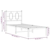 Bedframe met hoofdbord metaal wit 80x200 cm - thumbnail