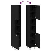 Badkamerkast Zwart Eiken 30 x 30 x 179 cm Bewerkt hout - thumbnail