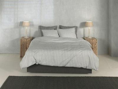 Zo! Home Zohome Righe di Percalle Dekbedovertrek 200x200/220 Northern Grey