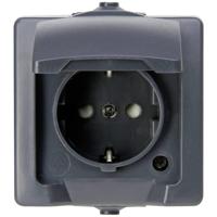 Nautic wandcontactdoos enkel IP44 1V RA antraciet - thumbnail
