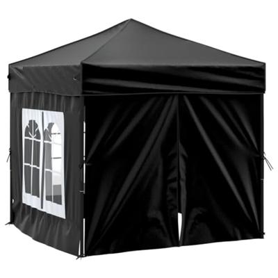 Partytent inklapbaar met zijwanden 2x2 m zwart