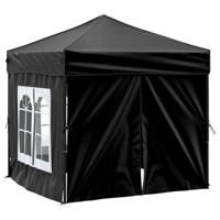 VidaXL Partytent inklapbaar met zijwanden 2x2 m zwart - thumbnail