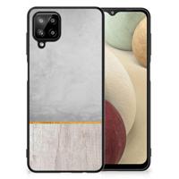 Samsung Galaxy A12 Houten Print Telefoonhoesje Wood Concrete - thumbnail