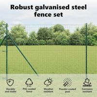 VidaXL Hek met paal groen 1,5 x 10 m staal - thumbnail