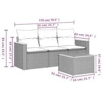 4-delige Loungeset met kussens poly rattan zwart - thumbnail