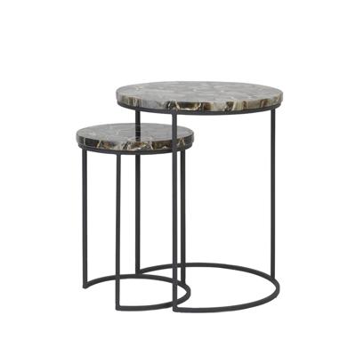 Light & Living Bijzettafel 'Axat' Set van 2 stuks, agaat bruin zwart